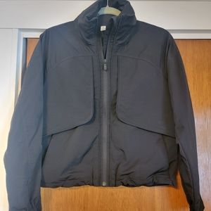 LULULEMON Forever Cropped black, hidden hood, zip up jacket, 4.